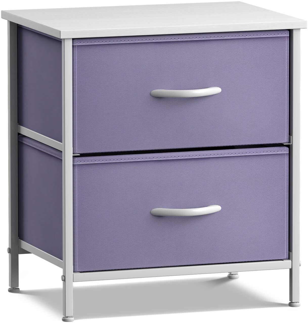 Sorbus Nightstand with 2 Drawers - Steel Frame, Wood Top & Easy Pull Fabric Bins - Great for Home, Bedroom, Office & College Dorm